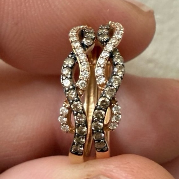 Le Vian 14K Rose Gold 3/4ctw VS/G Natural Diamond Twist Hoop Huggie Earrings - Picture 4 of 15